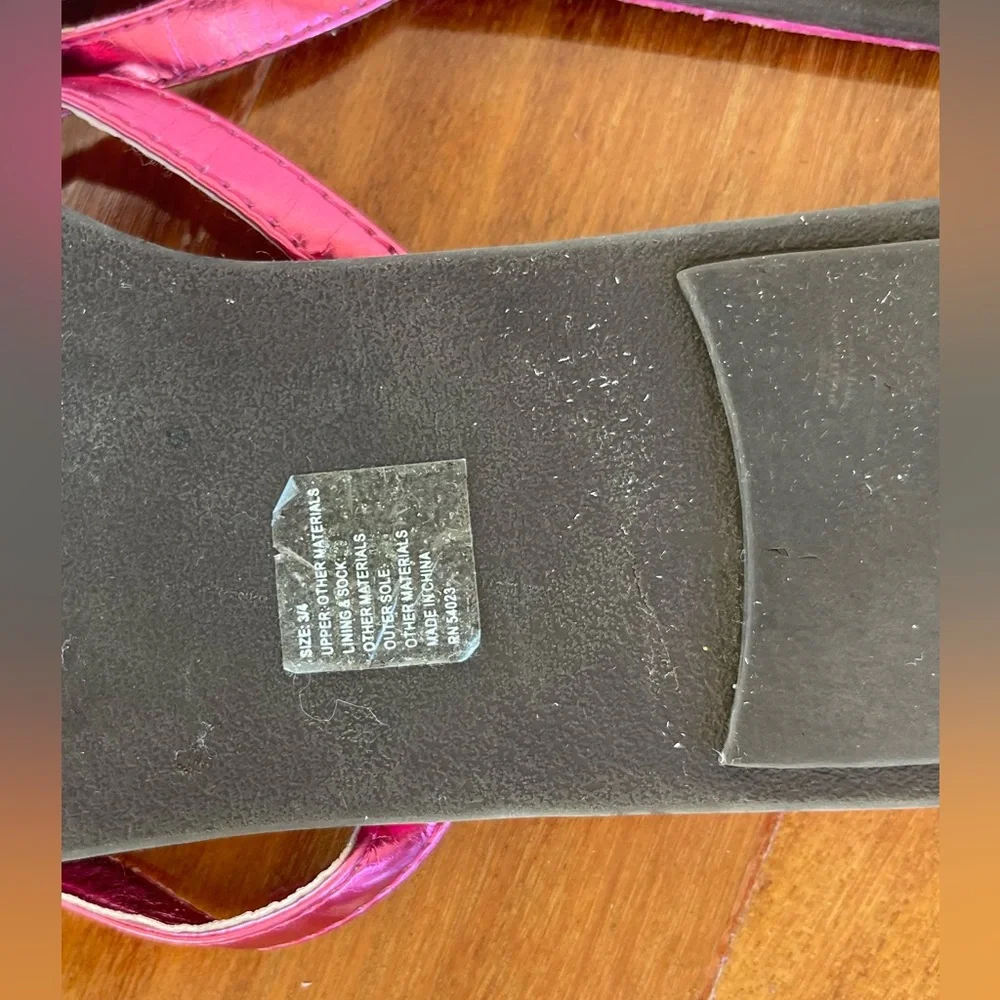 GAP GIRLS SANDALS SLIPPERS METLIC PINK SZ 3/4